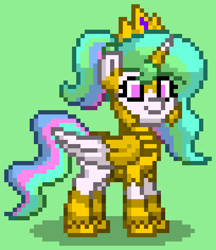 Size: 612x708 | Tagged: safe, derpibooru import, princess celestia, alicorn, pony, armor, green background, pony town, simple background, solo, warrior, warrior celestia