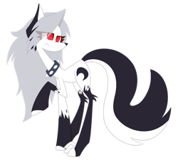 Size: 1280x1150 | Tagged: safe, artist:scridley_arts, derpibooru import, pony, wolf, wolf pony, choker, coat markings, eye clipping through hair, fluffy tail, hair over one eye, helluva boss, leg fluff, loona (helluva boss), moon, paws, ponified, red eyes, simple background, socks (coat marking), species swap, tail, tail fluff, transparent background, white mane