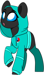 Size: 1289x2180 | Tagged: safe, artist:theunidentifiedchangeling, derpibooru import, oc, oc only, oc:uni(unidentified), changeling, pony, adorable face, base used, black coat, changeling oc, clothes, cute, daaaaaaaaaaaw, female, hoodie, looking up, mare, ponified, simple background, socks, solo, species swap, symbol, transparent background