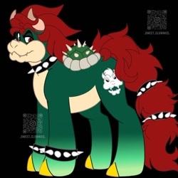 Size: 700x701 | Tagged: safe, artist:sweetclownies, derpibooru import, oc, oc only, pony, black background, bowser, horn, simple background, solo