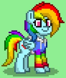 Size: 552x648 | Tagged: safe, derpibooru import, rainbow dash, pegasus, pony, clothes, green background, hoodie, pony town, simple background, solo