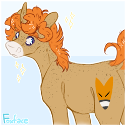 Size: 500x500 | Tagged: safe, artist:knifebun, derpibooru import, oc, oc only, oc:foxface, pony, unicorn, butt, curved horn, dock, horn, male, plot, solo, stallion, tail