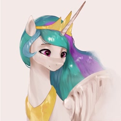 Size: 2000x2000 | Tagged: safe, artist:pascal571, derpibooru import, princess celestia, alicorn, pony, crown, cute, cutelestia, eyebrows, eyebrows visible through hair, female, high res, jewelry, mare, peytral, regalia, simple background, smiling, solo, white background, wings