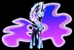 Size: 4588x3115 | Tagged: safe, artist:harmonicdreemur1308, derpibooru import, nightmare moon, alicorn, pony, alternate universe, base used, black background, empress, female, glowing, glowing eyes, goddess, halo, high res, mare, simple background, solo