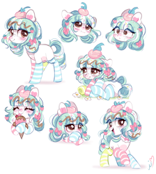 Size: 2000x2232 | Tagged: safe, artist:ipun, derpibooru import, oc, oc only, oc:mallowcreme, earth pony, pony, bow, clothes, cute, female, hair bow, mare, mismatched socks, simple background, sketch, sketch dump, socks, striped socks, white background