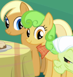 Size: 396x418 | Tagged: safe, derpibooru import, screencap, apple cobbler, earth pony, pony, friendship is magic, apple family member, background character, background pony, cropped, female, mare