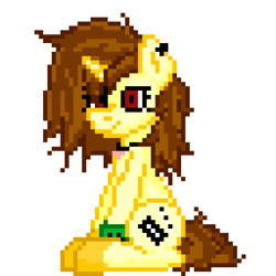 Size: 1024x1024 | Tagged: safe, anonymous artist, derpibooru import, oc, pony, unicorn, jewelry, leg band, male, necklace, pixel art, red eyes, simple background, solo, white background