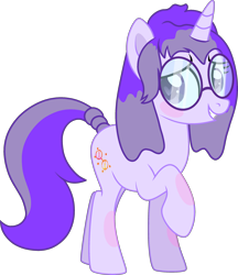 Size: 2324x2686 | Tagged: safe, artist:mint-light, artist:tanahgrogot, derpibooru import, oc, oc only, oc:glass sight, pony, unicorn, base used, blushing, gift art, glasses, grin, gritted teeth, heart, heart eyes, looking at you, medibang paint, simple background, smiling, smiling at you, solo, teeth, transparent background, vector, wingding eyes, worried smile