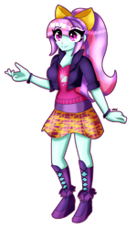 Size: 2363x3952 | Tagged: safe, artist:dazzlingmimi, derpibooru import, sunny flare, equestria girls, friendship games, raised hand, school spirit, simple background, transparent background