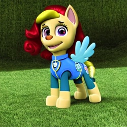 Size: 512x512 | Tagged: safe, derpibooru import, generator:stable diffusion, machine learning generated, dog, dog pony, original species, pegasus, pony, crossover, female, looking at you, paw patrol