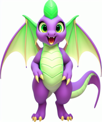 Size: 608x728 | Tagged: safe, derpibooru import, machine learning assisted, machine learning generated, spike, dragon, male, open mouth, simple background, solo, white background, winged spike, wings