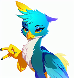 Size: 600x632 | Tagged: safe, derpibooru import, machine learning assisted, machine learning generated, gallus, griffon, male, simple background, solo, white background