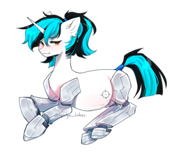 Size: 2916x2580 | Tagged: artist needed, safe, derpibooru import, oc, oc only, oc:flawless ice, cyborg, pony, unicorn, female, horn, mare, paternity mark, ponytail, pregnant, solo, tail, tail wrap