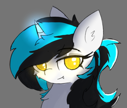 Size: 1592x1342 | Tagged: safe, derpibooru import, oc, oc:flawless ice, cyborg, pony, unicorn, bust, cybernetic eyes, glowing, glowing horn, horn, solo