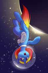 Size: 1502x2284 | Tagged: safe, artist:jewellier, derpibooru import, oc, oc only, pony, unicorn, cybernetic legs, female, helmet, mare, solo, space, space helmet