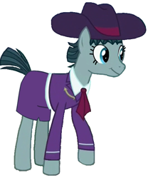 Size: 498x600 | Tagged: safe, derpibooru import, turner mccolt, earth pony, pony, clothes, eyelashes, female, hat, mare, mccolt family, rule 63, simple background, skirt, solo, tilly mccolt, white background