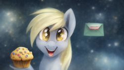 Size: 1024x576 | Tagged: safe, derpibooru import, machine learning assisted, machine learning generated, derpy hooves, pegasus, pony, bust, cute, female, food, mare, muffin, open mouth, portrait, solo