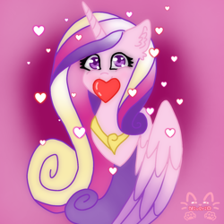 Size: 1280x1280 | Tagged: safe, artist:_niveria_, derpibooru import, princess cadance, alicorn, pony, female, hearts and hooves day, mare, solo