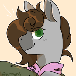 Size: 300x300 | Tagged: safe, artist:surrgency, derpibooru import, oc, oc only, oc:cj vampire, earth pony, pony, bomber jacket, bust, clothes, hoodie, icon, jacket, portrait, solo