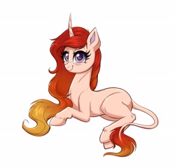 Size: 3637x3492 | Tagged: safe, artist:confetticakez, derpibooru import, oc, oc only, classical unicorn, pony, unicorn, curved horn, female, horn, leonine tail, simple background, solo, white background