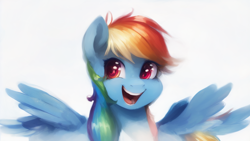 Size: 1024x576 | Tagged: safe, derpibooru import, machine learning assisted, machine learning generated, rainbow dash, pegasus, pony, cute, female, mare, open mouth, solo