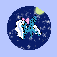 Size: 200x200 | Tagged: safe, artist:dtxshadow, derpibooru import, oc, oc only, oc:fleurbelle, alicorn, pony, alicorn oc, bow, female, hair bow, horn, icon, mare, moon, pixel art, snow, snowflake, solo, wings