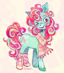 Size: 721x825 | Tagged: safe, artist:lutraviolet, derpibooru import, minty, earth pony, pony, g3, clothes, female, mare, socks, solo