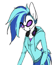 Size: 600x747 | Tagged: safe, artist:vautaryt, derpibooru import, dj pon-3, vinyl scratch, anthro, clothes, female, headphones, hoodie, simple background, solo, transparent background, vinyl's glasses