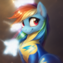 Size: 768x768 | Tagged: safe, derpibooru import, machine learning assisted, machine learning generated, rainbow dash, pegasus, pony, clothes, cute, female, mare, solo, uniform, wonderbolts uniform