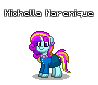 Size: 202x176 | Tagged: safe, artist:dematrix, derpibooru import, oc, oc only, oc:michella marenique, pony, unicorn, clothes, cute, female, mare, pixel art, pony town, simple background, solo, transparent background