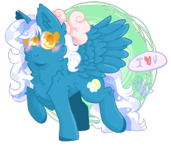 Size: 3500x3000 | Tagged: safe, artist:stinkygooby, derpibooru import, oc, oc only, oc:fleurbelle, alicorn, pony, alicorn oc, blushing, bow, cute, female, golden eyes, hair bow, horn, mare, simple background, solo, speech bubble, transparent background, wings