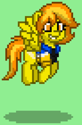 Size: 552x840 | Tagged: safe, derpibooru import, spitfire, pony, clothes, firestarter spitfire, jacket, pixel art, pony town, solo, spitfire's day off