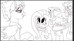 Size: 675x376 | Tagged: safe, artist:brainiac, derpibooru import, fluttershy, spitfire, pegasus, brainiacs sketchbook (set), crack shipping, female, lesbian, mare, shipping, solo, spitshy