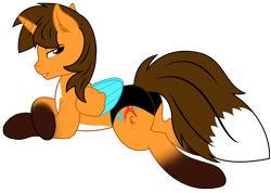 Size: 9461x6726 | Tagged: safe, artist:ejlightning007arts, derpibooru import, oc, oc:ej, alicorn, fox, fox pony, hybrid, pony, alicorn oc, base used, butt, clothes, coat markings, colored wings, ej foxy butt, horn, looking back, male, plot, pose, sexy, showing off, simple background, smiling, socks (coat marking), speedo, stallion, stupid sexy oc, swimsuit, transparent background, vector, wings