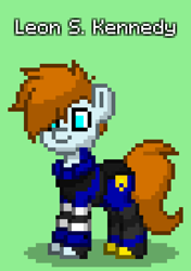 Size: 576x816 | Tagged: safe, derpibooru import, earth pony, pony, clothes, leon s. kennedy, police uniform, pony town, resident evil, resident evil 2, rpd, solo