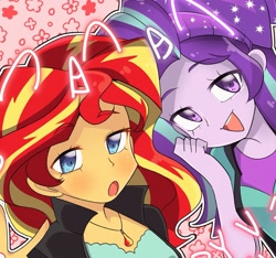 Size: 1545x1449 | Tagged: safe, alternate version, artist:parappaya, derpibooru import, starlight glimmer, sunset shimmer, equestria girls, duo, female, lesbian, shimmerglimmer, shipping