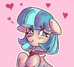 Size: 1100x1000 | Tagged: safe, artist:mannybcadavera, derpibooru import, coco pommel, pony, 2020, digital art, heart, pink background, simple background, sketch, solo