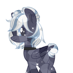 Size: 1600x1600 | Tagged: safe, artist:sarahsuresh-art, derpibooru import, oc, oc only, oc:lunara moonstone, crystal pony, pegasus, butt, choker, crystal pony oc, crystallized, female, looking back, mare, pegasus oc, plot, simple background, solo, transparent background, wings