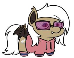 Size: 752x586 | Tagged: safe, artist:jargon scott, derpibooru import, oc, oc:aurora blossom, bat pony, pony, clothes, commission, female, mare, simple background, socks, solo, squatpony