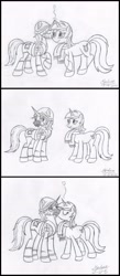 Size: 2350x5400 | Tagged: safe, artist:xyclone, derpibooru import, lyra heartstrings, oc, oc:xyclone, pony, unicorn, blushing, canon x oc, clothes, comic, female, kissing, male, scarf, shipping, signature, straight, traditional art