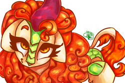 Size: 3600x2400 | Tagged: safe, artist:mannybcadavera, derpibooru import, autumn blaze, kirin, awwtumn blaze, cute, digital art, ears, floppy ears, high res, looking at you, simple background, solo, white background