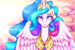 Size: 2850x1900 | Tagged: safe, artist:mannybcadavera, derpibooru import, princess celestia, alicorn, pony, 2021, bust, cloud, digital art, portrait, solo, speedpaint available