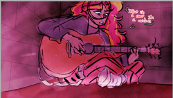 Size: 687x387 | Tagged: safe, artist:wardensballs, derpibooru import, sunset shimmer, equestria girls, female, guitar, musical instrument, solo