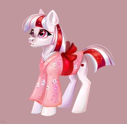 Size: 1881x1845 | Tagged: safe, artist:ske, derpibooru import, oc, oc only, earth pony, pony, bow, clothes, kimono (clothing), lipstick, solo