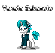 Size: 184x176 | Tagged: safe, artist:dematrix, derpibooru import, oc, oc only, oc:yamato sakamoto, pony, unicorn, clothes, male, pixel art, pony town, simple background, solo, transparent background