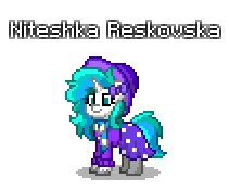 Size: 212x176 | Tagged: safe, artist:dematrix, derpibooru import, oc, oc only, oc:niteshka reskovska, pony, unicorn, clothes, female, pixel art, pony town, simple background, solo, transparent background