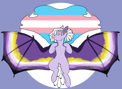 Size: 7700x5600 | Tagged: safe, artist:shadypixels, derpibooru import, oc, oc:penumbra ink, bat pony, bat pony oc, nonbinary pride flag, ponysona, pride, pride flag, transgender pride flag