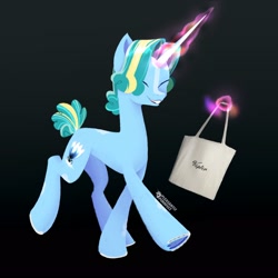 Size: 2048x2048 | Tagged: safe, artist:pleasantlypony, derpibooru import, oc, oc only, pony, unicorn, bag, glowing, glowing horn, horn, magic, simple background, solo, telekinesis, unicorn oc