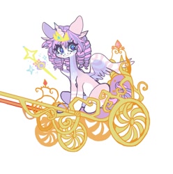 Size: 820x826 | Tagged: safe, artist:batthsalts, derpibooru import, oc, oc only, pony, unicorn, chariot, jewelry, magic wand, solo, spread wings, tiara, wand, wings