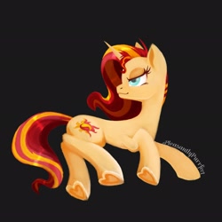 Size: 2048x2048 | Tagged: safe, artist:pleasantlypony, derpibooru import, sunset shimmer, pony, unicorn, female, simple background, solo